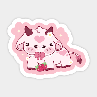 Two face Strawberry Cow Sticker